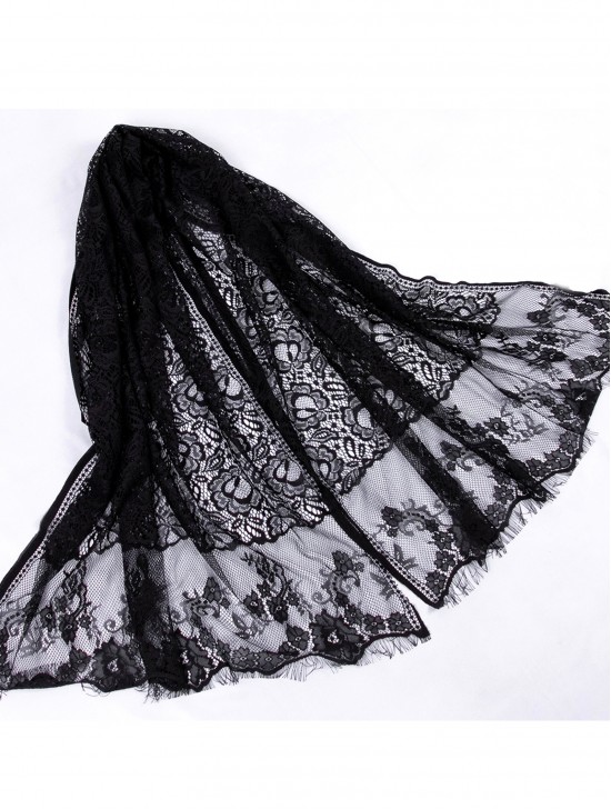 Flower Cut-Out Lace Design Scarf 